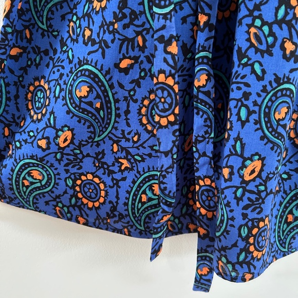 J. Crew Factory Blue Paisley Cotton Sundress Scoop Neck with Belt Size XS - Picture 8 of 14